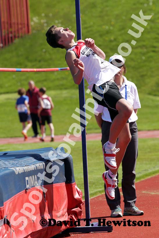 Scott Armstrong (Gateshead Harriers) winning the under-15s high jump.